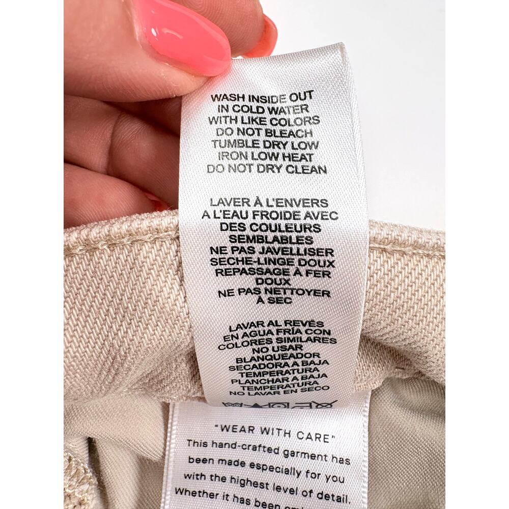 Good American Good Ease Relaxed Jean 0/25 Khaki Beige Raw Hem Wide Leg High Rise - Picture 13 of 14